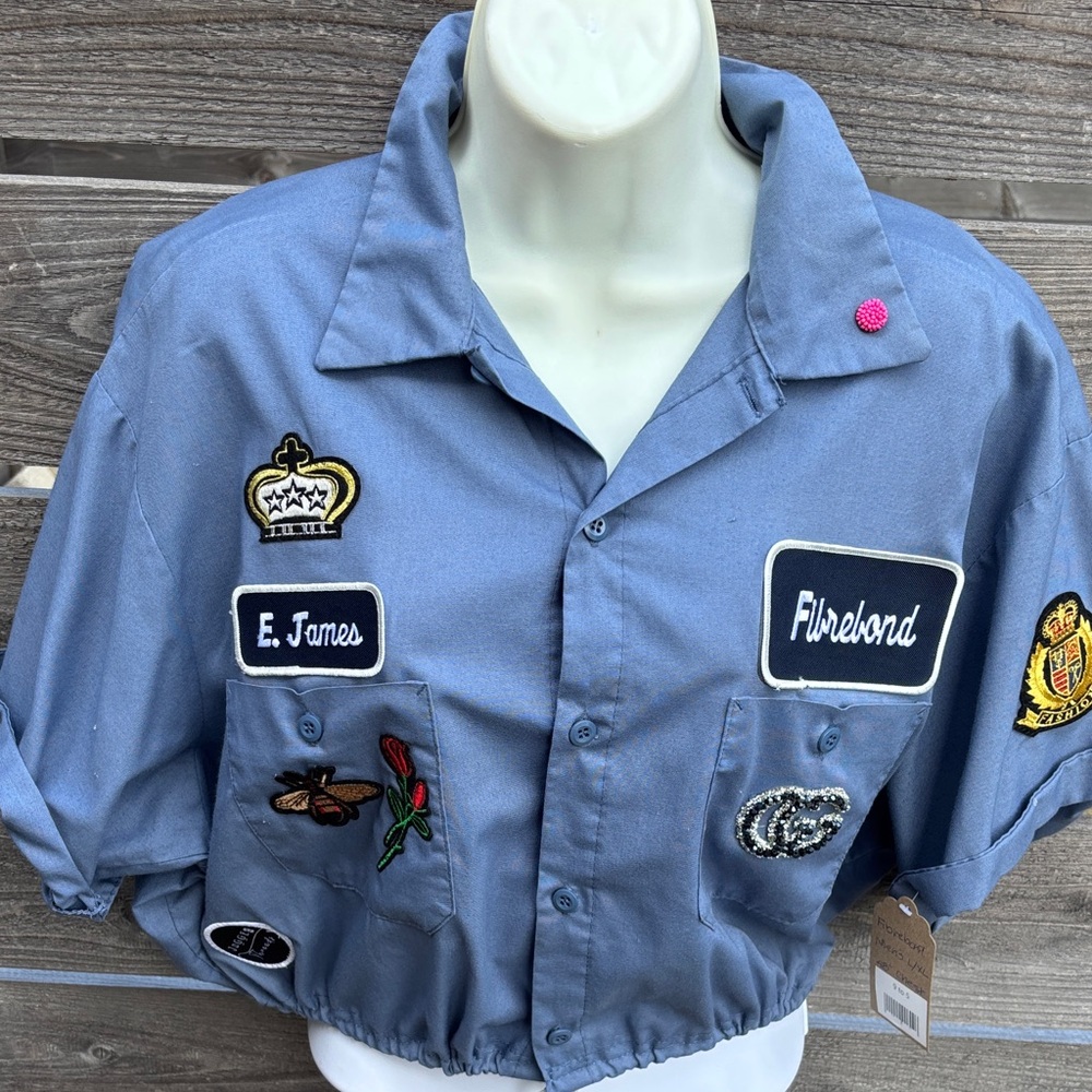 Repurposed Fibrebond work shirt by “Jagged Threads”